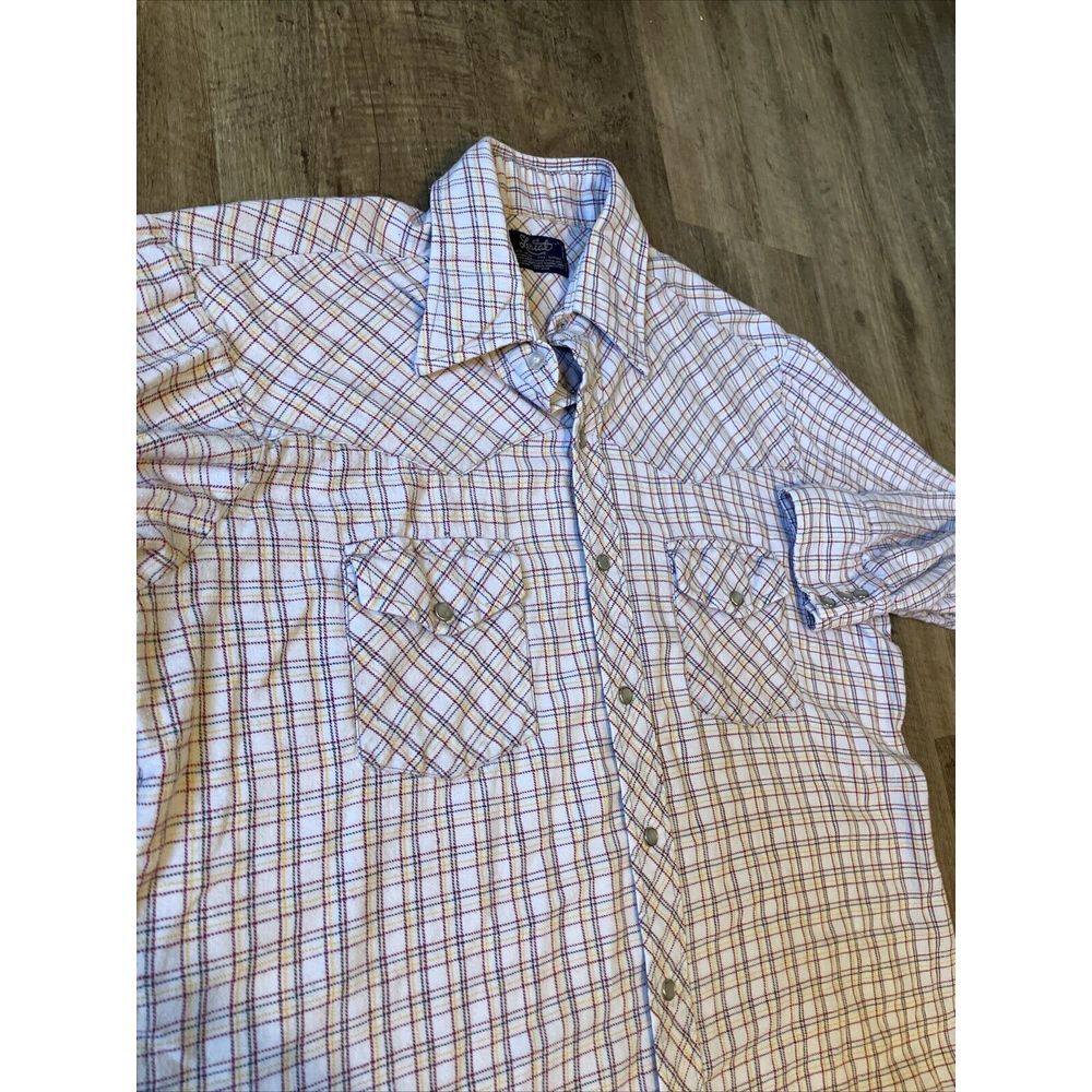 COWBOY WESTERN LARIAT MEN'S PEARL SNAP PLAID‎ SHIRT LARGE Long Sleeve
